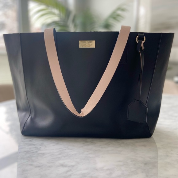 kate spade Handbags - KATE SPADE Nelle Putnam Drive Leather Tote Black With Pink Interior GUC *Flaw